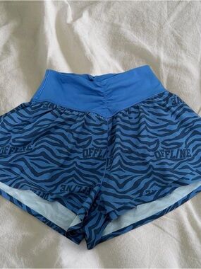 Blue Zebra Print High-Waist Women’s Shorts